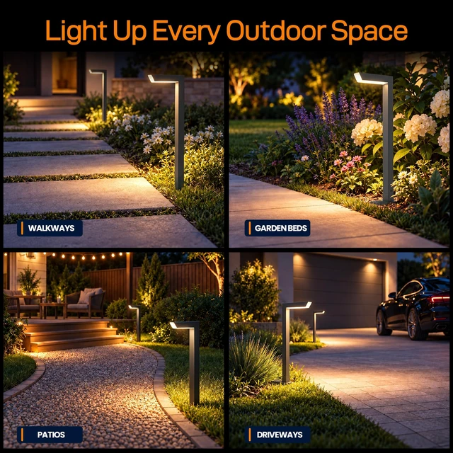 Alt view image 7 of 7 - ShineSeed 6500K Daylight LED Low Voltage Landscape Pathway Lights, 6 Pack | Front and Down Illumination, 12V wired, IP65 aluminum housing, for Walkway Yard Garden Driveway