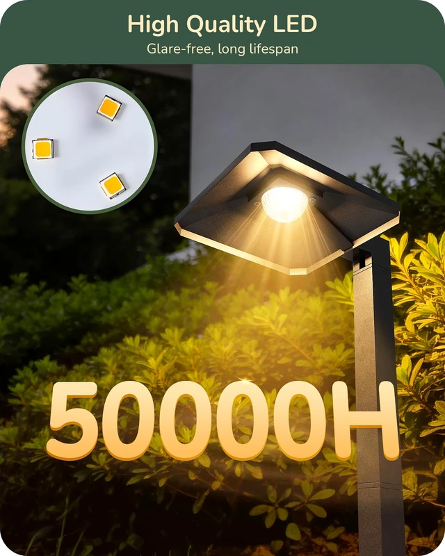 Alt view image 3 of 7 - EDISHINE Low Voltage Landscape Lighting, LED Pathway Lights, 6 Pack | Pyramid Exterior, Aluminum, 3000K & 50000Hrs, Outdoor Path Lights Wired for Garden, Yard, Driveway