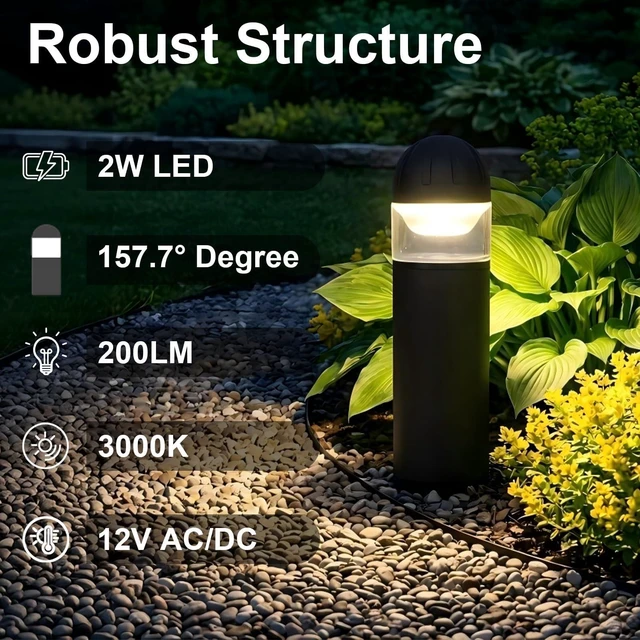 Alt view image 2 of 7 - MULANDI Low Voltage Landscape Lighting Aluminum LED Bollard Lights 2 Pack | 2W 200LM 12V Waterproof Low Voltage Pathway Lights, 3000K Warm White Driveway Pathway Walkway lights, ETL UL CSA Listed