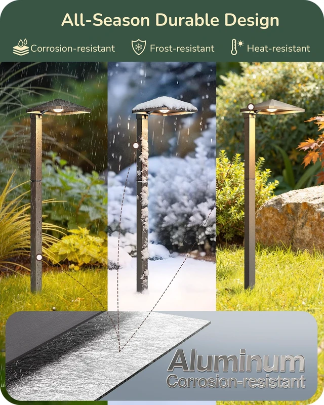 Alt view image 4 of 7 - EDISHINE Low Voltage Landscape Lighting, LED Pathway Lights, 6 Pack | Pyramid Exterior, Aluminum, 3000K & 50000Hrs, Outdoor Path Lights Wired for Garden, Yard, Driveway