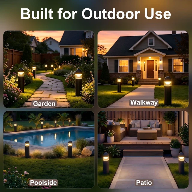 Alt view image 4 of 7 - MULANDI Low Voltage Landscape Lighting Aluminum LED Bollard Lights 2 Pack | 2W 200LM 12V Waterproof Low Voltage Pathway Lights, 3000K Warm White Driveway Pathway Walkway lights, ETL UL CSA Listed