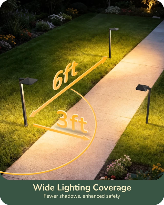 Alt view image 5 of 7 - EDISHINE Low Voltage Landscape Lighting, LED Pathway Lights, 6 Pack | Pyramid Exterior, Aluminum, 3000K & 50000Hrs, Outdoor Path Lights Wired for Garden, Yard, Driveway