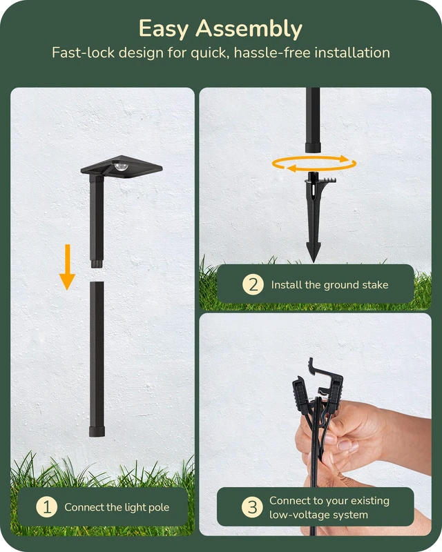 Alt view image 6 of 7 - EDISHINE Low Voltage Landscape Lighting, LED Pathway Lights, 6 Pack | Pyramid Exterior, Aluminum, 3000K & 50000Hrs, Outdoor Path Lights Wired for Garden, Yard, Driveway