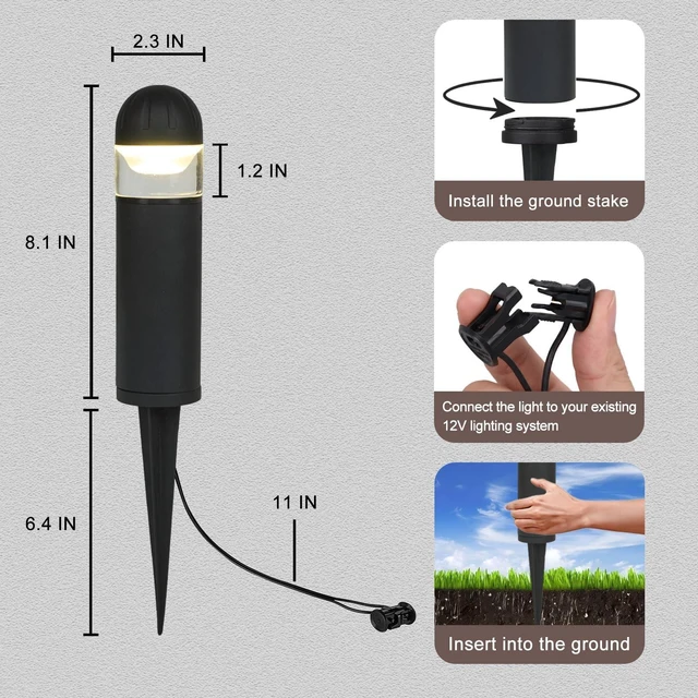 Alt view image 7 of 7 - MULANDI Low Voltage Landscape Lighting Aluminum LED Bollard Lights 2 Pack | 2W 200LM 12V Waterproof Low Voltage Pathway Lights, 3000K Warm White Driveway Pathway Walkway lights, ETL UL CSA Listed