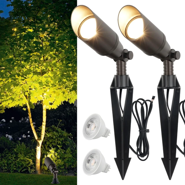 Main image of Noobibaba Outdoor Spotlight Low Voltage Landscape Lighting 4W MR16 2-Pack | Aluminum Landscape Spotlights, Waterproof IP65, Replaceable MR16 LED Bulb 12V 2700K, Low Voltage Outdoor Spot Light for Yard