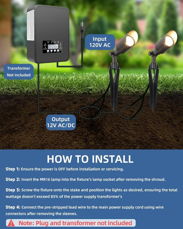 Alt view image 6 of 6 - Noobibaba Outdoor Spotlight Low Voltage Landscape Lighting 4W MR16 2-Pack | Aluminum Landscape Spotlights, Waterproof IP65, Replaceable MR16 LED Bulb 12V 2700K, Low Voltage Outdoor Spot Light for Yard