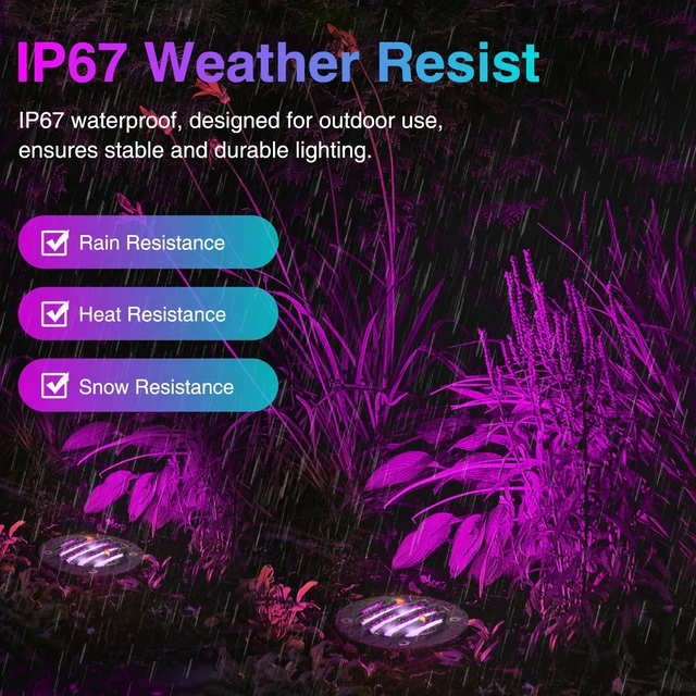 Alt view image 4 of 7 - SUNVIE 8-Pack RGB Well Lights Low Voltage Landscape Lighting, Grated Top | 12-24V AC/DC, Waterproof, Color Changing, Die-Cast Aluminum, LED In-Ground Lights for Holiday, Connectors Included