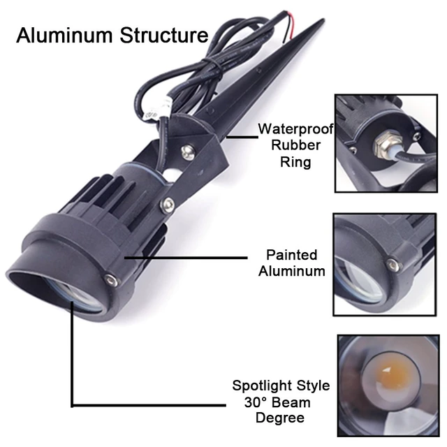 Alt view image 4 of 7 - ALEDECO 8Pack 5W Low Voltage Landscape Lights with Connectors Outdoor Lighting 24V AC/DC Focusing Lens LED Landscape Spotlights,600LM Warm White Waterproof Outdoor Garden Yard Lights