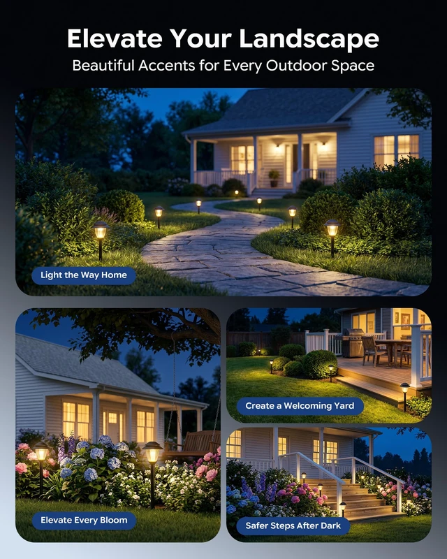 Alt view image 6 of 7 - Low Voltage Landscape Lighting, 6-Pack, 5V Pathway Lights, 0.5W LED | 3000K Warm White, 5V Low Voltage, 45FT Wire, Dusk to Dawn Auto On/Off, Water Resistance, Outdoor Garden/Yard/Walkway/Driveway