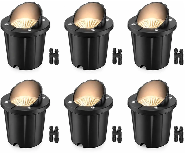 Main image of HIBOITEC Low Voltage Landscape Lights, 12W LED Outdoor In-Ground Lights | 1200LM Waterproof IP67 Landscape Lighting, Anti-Glare Die-Cast Aluminum Garden Lights for Pathway Tree Yard, 6 Pack
