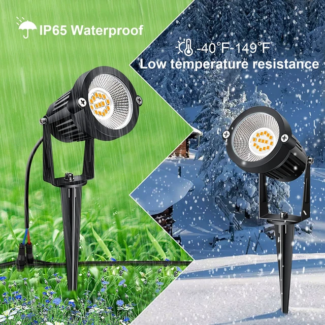 Alt view image 3 of 7 - Mutois 10-Pack Voltage Landscape Lighting with Spike and Connector | Mutois 7W Low Voltage LED Landscape Lighting, 12V 2700K IP65 Waterproof Lights 900LM Warm White for Tree Garden Yard Pathway