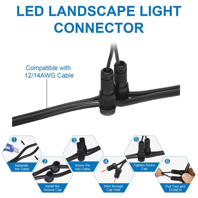 Alt view image 5 of 7 - Mutois 10-Pack Voltage Landscape Lighting with Spike and Connector | Mutois 7W Low Voltage LED Landscape Lighting, 12V 2700K IP65 Waterproof Lights 900LM Warm White for Tree Garden Yard Pathway