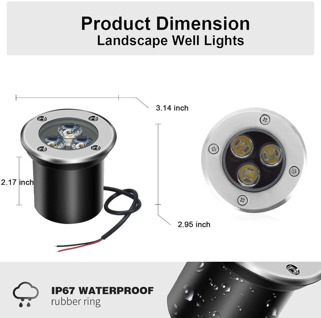 Alt view image 2 of 7 - AHSELLUS Low Voltage In-ground Lights LED Well Light Landscape Light with Connectors 3W 12V 24V Waterproof IP67 Pathway Lights Outdoor spotlights Trees Flags for Garden,Yard,Tree (Cool White)
