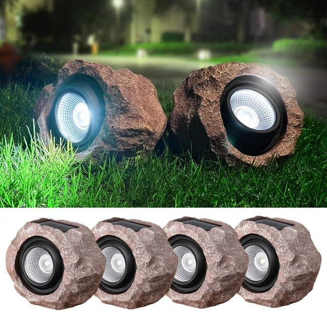Main image of Solar Rock Lights Outdoor 4 Pack, Faux Rock Landscape Spotlight for Yard | Solar Spotlights Outdoor, Realistic Rock Look, Adjustable Light Direction, Auto On/Off, IP65 Waterproof Garden Patio Lighting