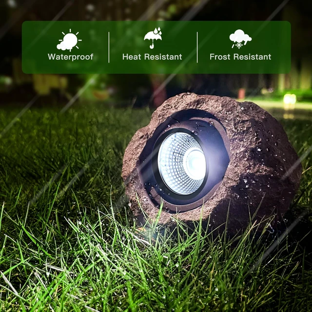 Alt view image 3 of 6 - Solar Rock Lights Outdoor 4 Pack, Faux Rock Landscape Spotlight for Yard | Solar Spotlights Outdoor, Realistic Rock Look, Adjustable Light Direction, Auto On/Off, IP65 Waterproof Garden Patio Lighting