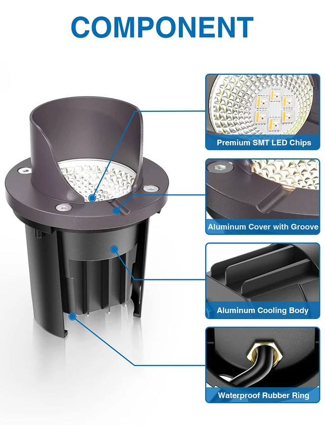 Alt view image 4 of 7 - SUNVIE RGBW Low Voltage Landscape Lighting Color Changing 12W Waterproof Well Lights Landscape LED In Ground 12-24V Dimmable Paver Lights with Connectors for Pathway Garden Yard Fence Deck, 8 Pack