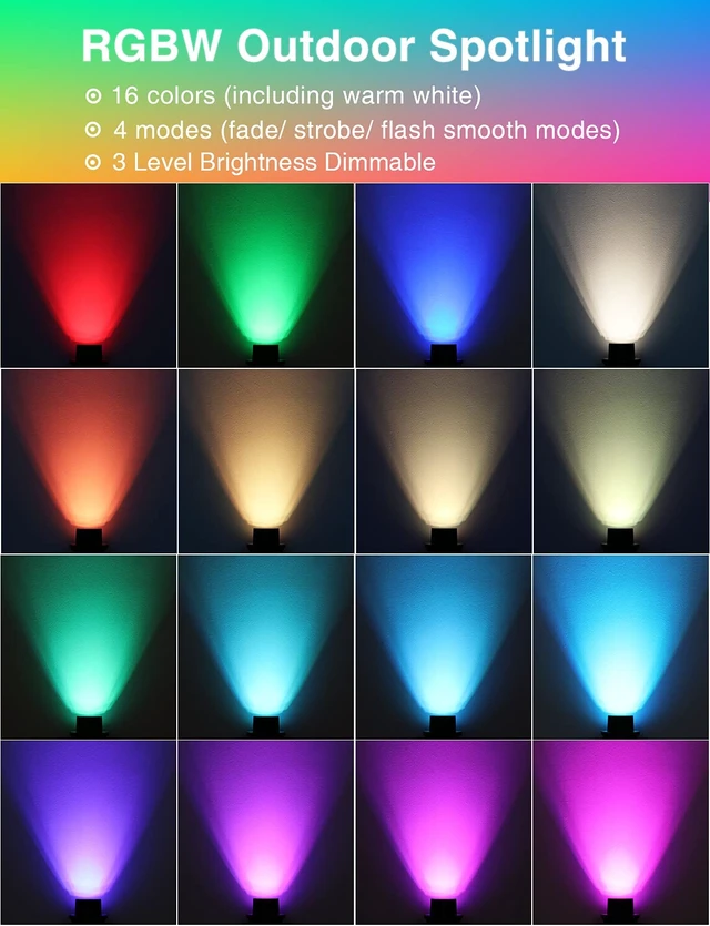 Alt view image 6 of 7 - SUNVIE RGBW Low Voltage Landscape Lighting Color Changing 12W Waterproof Well Lights Landscape LED In Ground 12-24V Dimmable Paver Lights with Connectors for Pathway Garden Yard Fence Deck, 8 Pack