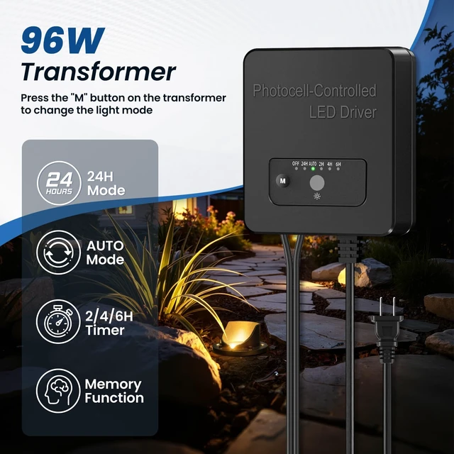 Alt view image 3 of 7 - PETLIK All-in-One Low Voltage Landscape Lighting 12W Outdoor Well Lights | In-Ground Lights IP67 Waterproof with Transformer 49FT UL Listed Wire, 2700K Pathway Lighting for Yard Garden Wall, 6 Pack