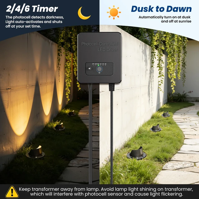 Alt view image 5 of 7 - PETLIK All-in-One Low Voltage Landscape Lighting 12W Outdoor Well Lights | In-Ground Lights IP67 Waterproof with Transformer 49FT UL Listed Wire, 2700K Pathway Lighting for Yard Garden Wall, 6 Pack