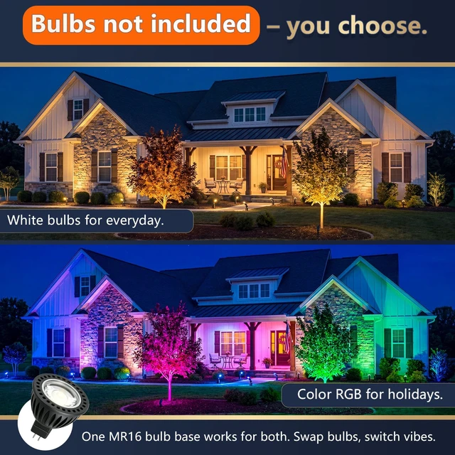 Alt view image 2 of 7 - Low Voltage Landscape Lighting,Outdoor Spotlights 12V Uplights | IP65 Waterproof,Die-cast Aluminum,200°Adjustable, Without MR16 Bulb,Heavy Duty Spot Light for Tree Garden Yard Pathway,4Pack