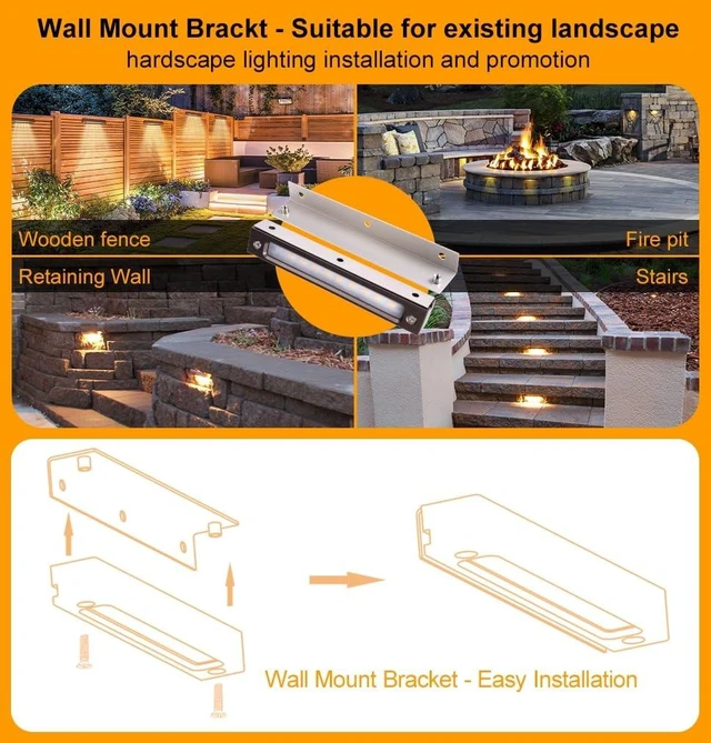Alt view image 4 of 7 - 3.5W 7 Inch Low Volt Aluminum Retaining Wall Lights, ORB IP67 2700K 260lm | 12-24V AC/DC 2700K Hardscape Lighting Low Voltage Step Lights With Wall Mount Brackets 5ft Corded 12Pk with IP65 Wire Nuts
