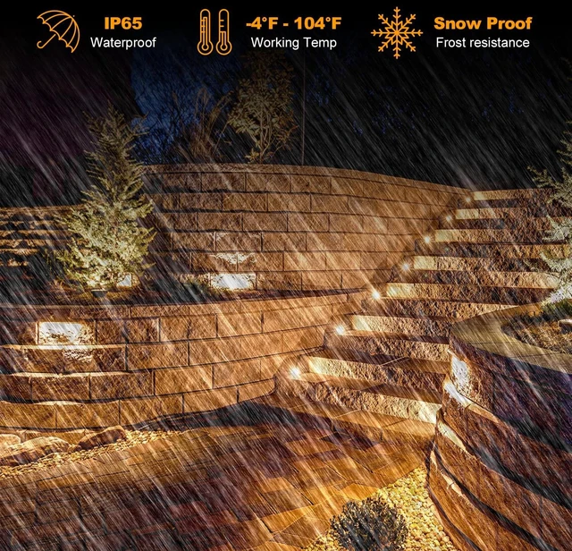 Alt view image 7 of 7 - 3.5W 7 Inch Low Volt Aluminum Retaining Wall Lights, ORB IP67 2700K 260lm | 12-24V AC/DC 2700K Hardscape Lighting Low Voltage Step Lights With Wall Mount Brackets 5ft Corded 12Pk with IP65 Wire Nuts