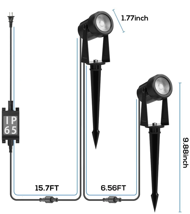 Alt view image 3 of 7 - Banord Outdoor Landscape Lighting, 4 Pack Low Voltage 2700K Warm White | Easy installation, Expandable, IP65 Waterproof Outdoor Lighting for Yard Garden Lawn Plants