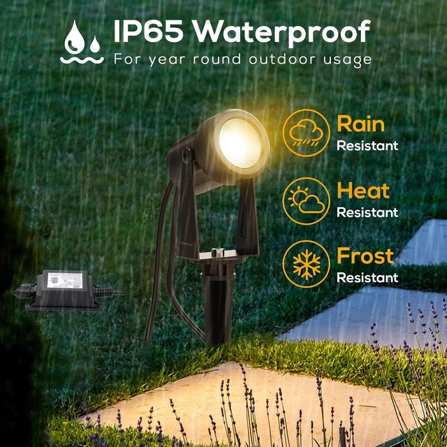 Alt view image 5 of 7 - Banord Outdoor Landscape Lighting, 4 Pack Low Voltage 2700K Warm White | Easy installation, Expandable, IP65 Waterproof Outdoor Lighting for Yard Garden Lawn Plants