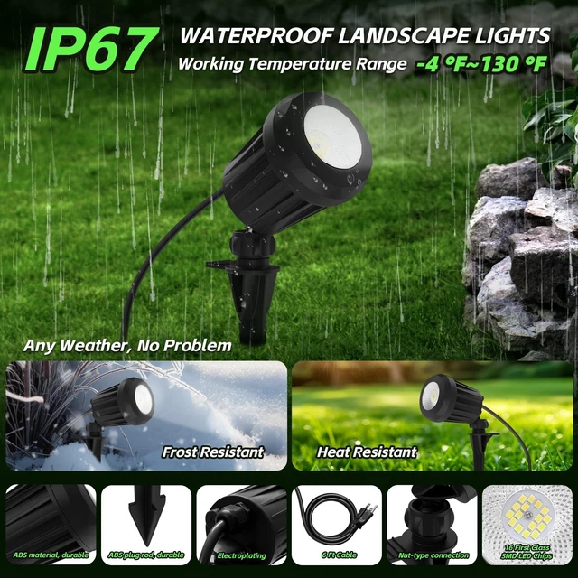 Alt view image 5 of 7 - Holeva Halloween & Christmas Outdoor Spotlight, 6500K Cool White LED Landscape Lighting with 4 Lenses (RGB Purple), IP67 Waterproof, 120V Plug-in for Yard, GardenTree Holiday Decor(4 Pack, Black)
