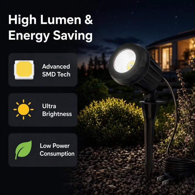 Alt view image 7 of 7 - Holeva Halloween & Christmas Outdoor Spotlight, 6500K Cool White LED Landscape Lighting with 4 Lenses (RGB Purple), IP67 Waterproof, 120V Plug-in for Yard, GardenTree Holiday Decor(4 Pack, Black)