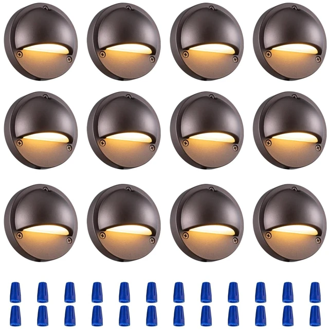 Main image of BTNHPLite 2.5W ORB Aluminum Low Voltage Deck Lights 2700K 3.74In 180lm IP65 | 12-24V AC/DC, LED Low Voltage Fence Lights, Outdoor Deck Step Lights, With IP65 Wire Nuts, 4FT Corded, ORB Finish, 12-Pack