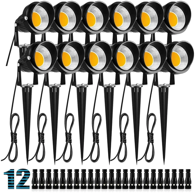 Main image of ZUCKEO 10W Landscape Lighting Low Voltage LED Landscape Lights, IP66 Waterproof Landscape Spotlights Yard Lawn Garden Outdoor Lights 12V 24V 1000LM Warm White (12Pack with Connectors)