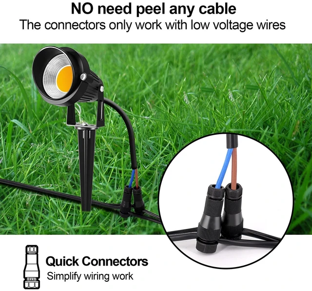 Alt view image 4 of 7 - ZUCKEO 10W Landscape Lighting Low Voltage LED Landscape Lights, IP66 Waterproof Landscape Spotlights Yard Lawn Garden Outdoor Lights 12V 24V 1000LM Warm White (12Pack with Connectors)