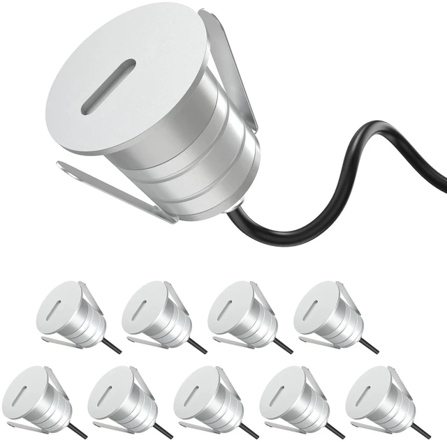 Main image of 1W LED Step Lights 10-Pack, Warm White Recessed Outdoor Stair Lighting | IP67 Waterproof, 3000K LED In-ground Well Light, 12V DC/AC Low Voltage Landscape Light for Deck, Stair, Yard, Pathway, Garden