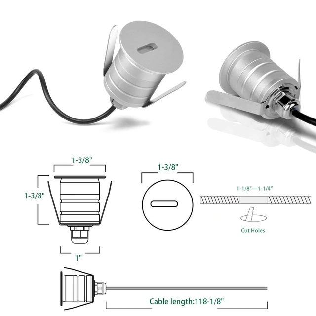 Alt view image 6 of 7 - 1W LED Step Lights 10-Pack, Warm White Recessed Outdoor Stair Lighting | IP67 Waterproof, 3000K LED In-ground Well Light, 12V DC/AC Low Voltage Landscape Light for Deck, Stair, Yard, Pathway, Garden