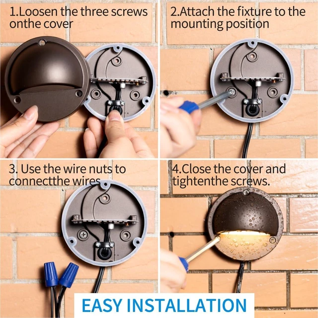 Alt view image 5 of 7 - BTNHPLite 2.5W ORB Aluminum Low Voltage Deck Lights 2700K 3.74In 180lm IP65 | 12-24V AC/DC, LED Low Voltage Fence Lights, Outdoor Deck Step Lights, With IP65 Wire Nuts, 4FT Corded, ORB Finish, 12-Pack