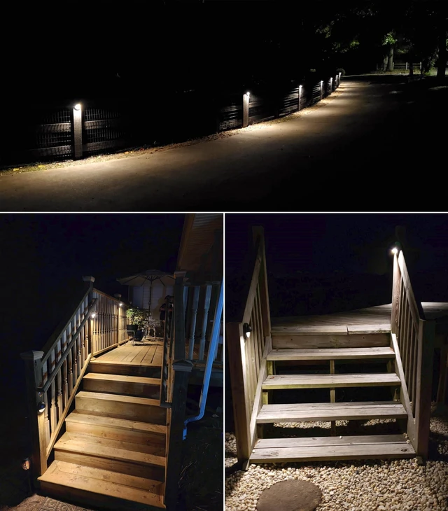Alt view image 6 of 7 - BTNHPLite 2.5W ORB Aluminum Low Voltage Deck Lights 2700K 3.74In 180lm IP65 | 12-24V AC/DC, LED Low Voltage Fence Lights, Outdoor Deck Step Lights, With IP65 Wire Nuts, 4FT Corded, ORB Finish, 12-Pack