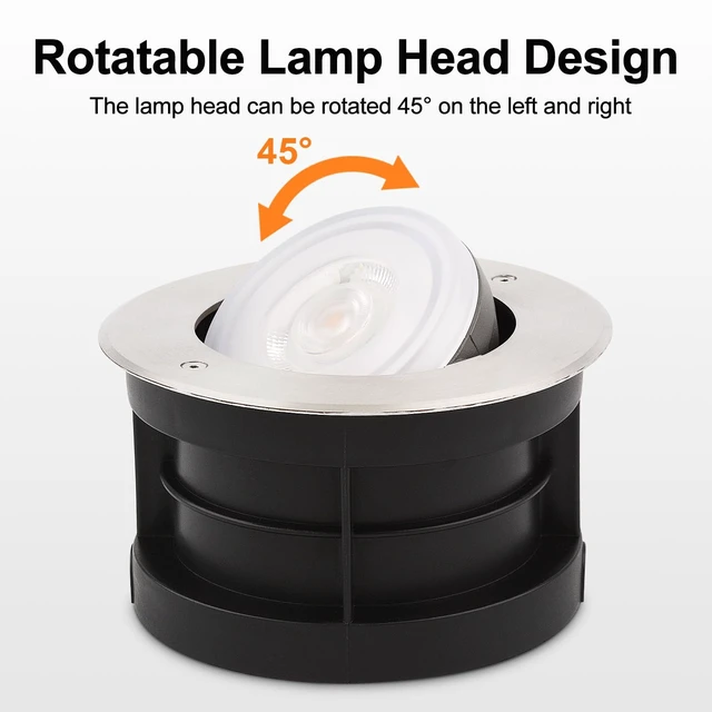 Alt view image 5 of 7 - SAMVOL Angle-Adjustable Led Inground Light for Gardens-Outdoor LED Well Lights,Landscape Pathway In-Ground Lighting Fixtures,Buried lamp,Low Voltage,IP65, Stainless Steel (48 Watts)