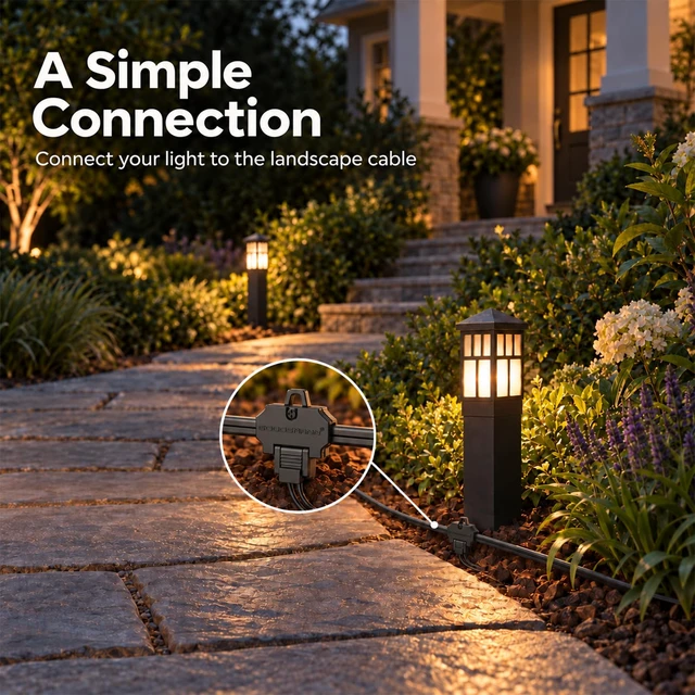 Alt view image 4 of 7 - LL LIGHTING LIVING Low Voltage Bollard Path Lights Black 2 Pack | 0.6W 22LM 3200K Warm White LED Metal Body Glass Shade Ground Stake Quick Connector
