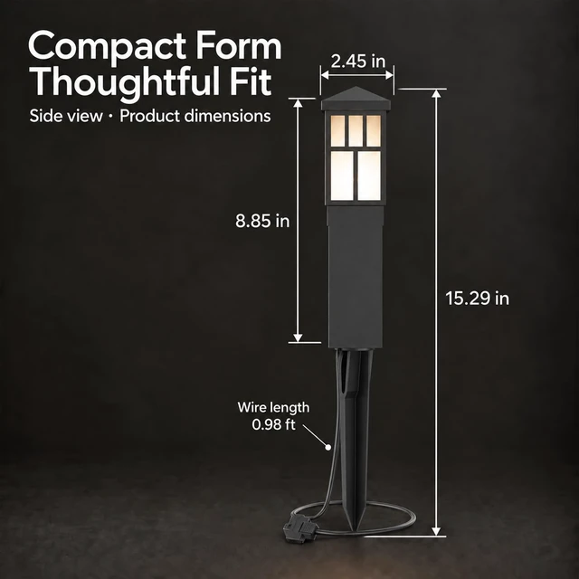 Alt view image 5 of 7 - LL LIGHTING LIVING Low Voltage Bollard Path Lights Black 2 Pack | 0.6W 22LM 3200K Warm White LED Metal Body Glass Shade Ground Stake Quick Connector