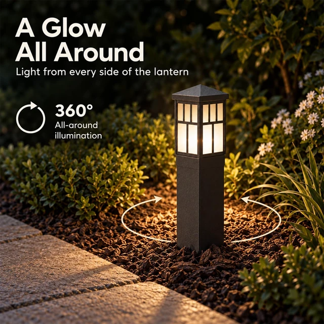 Alt view image 7 of 7 - LL LIGHTING LIVING Low Voltage Bollard Path Lights Black 2 Pack | 0.6W 22LM 3200K Warm White LED Metal Body Glass Shade Ground Stake Quick Connector