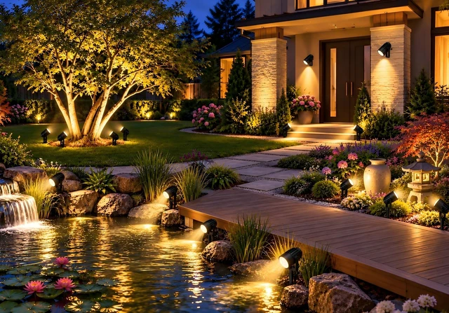 Alt view image 2 of 7 - Solar Spot Lights Outdoor Palm Tree Flag Plant Sculpture Uplights | 4pack 2-in-1 Stake&Wall Mounted Landscape Spotlights, IP65 Waterproof, Pool Yard Pathway Decor, Dusk to Dawn Warm White Light