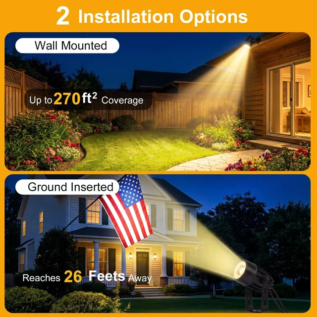 Alt view image 3 of 7 - Solar Spot Lights Outdoor Palm Tree Flag Plant Sculpture Uplights | 4pack 2-in-1 Stake&Wall Mounted Landscape Spotlights, IP65 Waterproof, Pool Yard Pathway Decor, Dusk to Dawn Warm White Light