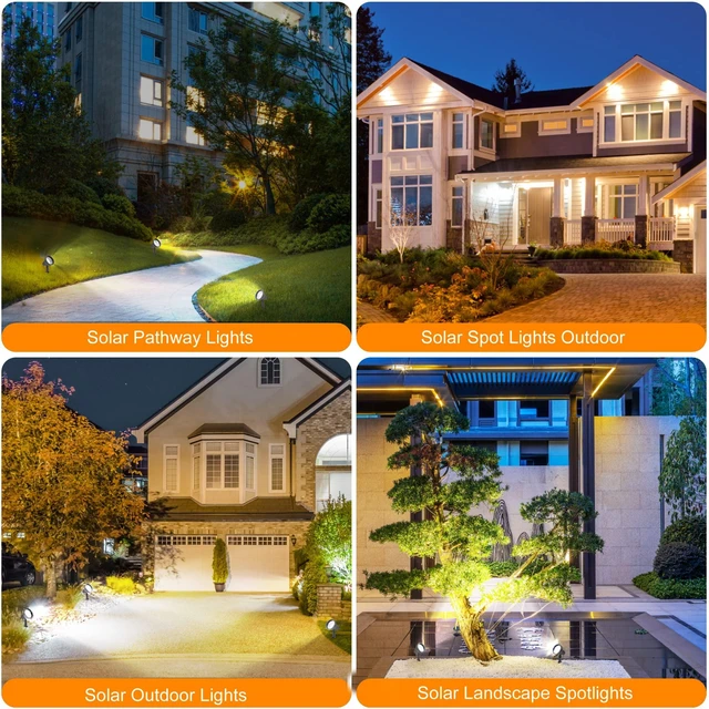 Alt view image 6 of 7 - Solar Spot Lights Outdoor Waterproof for Flag Landscape 16.4Ft Wire | Separate Panel,2 Installation Ways,Dusk to Dawn,Auto On/off,Solar Powered Led Flood Light for Garden Yard Tree Pathway,5500K