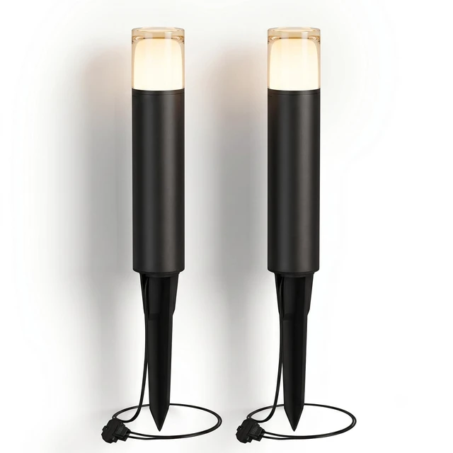 Main image of GOLDEN STAR Low Voltage Bollard Path Lights 12V G4 LED 1.2W, 2Pack | 12V LED Bollard Path Lights, 95LM, 2700K Warm White Landscape Lighting with Stake & Connector for Garden, Bronze Finish