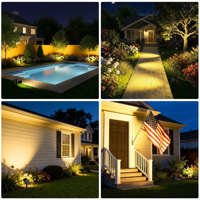 Alt view image 2 of 7 - Halloween Solar Spot Lights Outdoor Ideal Decor for Landscape Warm White-4P | Christmas Lights, High Lumen, 18LEDs, Multiple Modes, Best for Tree, Garden