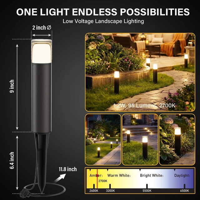 Alt view image 2 of 7 - GOLDEN STAR Low Voltage Bollard Path Lights 12V G4 LED 1.2W, 2Pack | 12V LED Bollard Path Lights, 95LM, 2700K Warm White Landscape Lighting with Stake & Connector for Garden, Bronze Finish