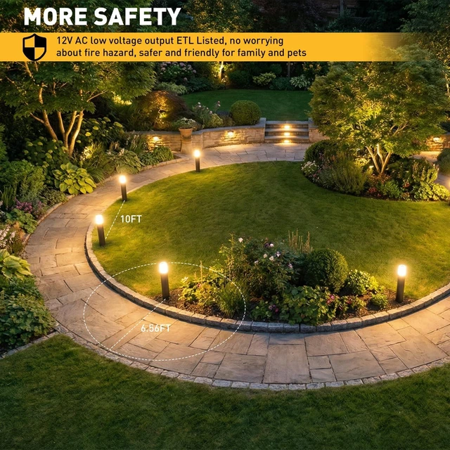 Alt view image 4 of 7 - GOLDEN STAR Low Voltage Bollard Path Lights 12V G4 LED 1.2W, 2Pack | 12V LED Bollard Path Lights, 95LM, 2700K Warm White Landscape Lighting with Stake & Connector for Garden, Bronze Finish