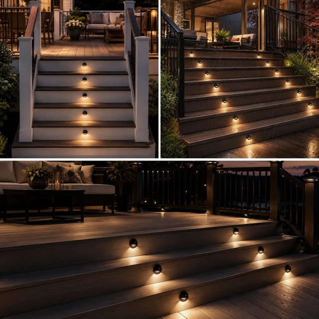 Alt view image 6 of 7 - Low Voltage LED Recessed Deck Lights Kit Outdoor Landscape Lighting | DC12V IP67 Waterproof 1.38 Warm White 0.4W for Garden Yard Step Riser Stair Decoration (16Pack warm white)