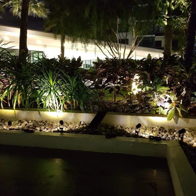 Alt view image 2 of 7 - 4-Spotlight Mini 50X Solar-Powered LED Spotlight (Warm White LED), Black Finish, Outdoor Garden Yard Landscape Downlight